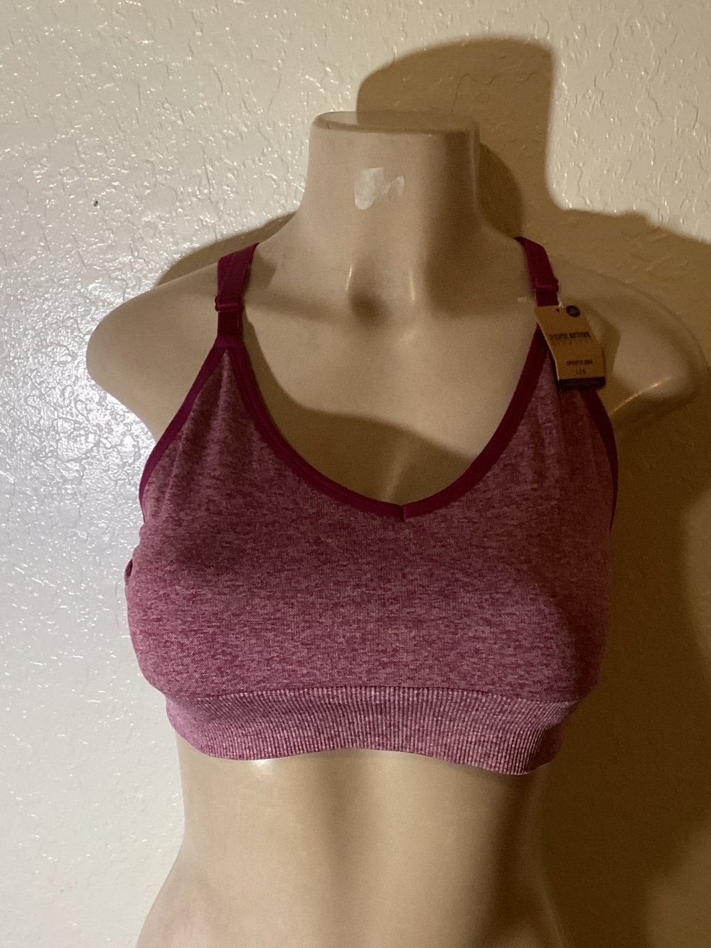 PINK Victoria's Secret Heathered Berry Pink Seamless Sports Bra
